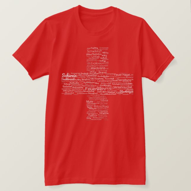 T-shirt Pompiers Suisse - nuage de mots (Design devant)