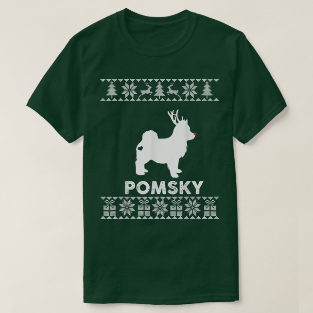 T-shirt Pomsky Amoureux des chiens Christmas Reindeer Vila (Design devant)