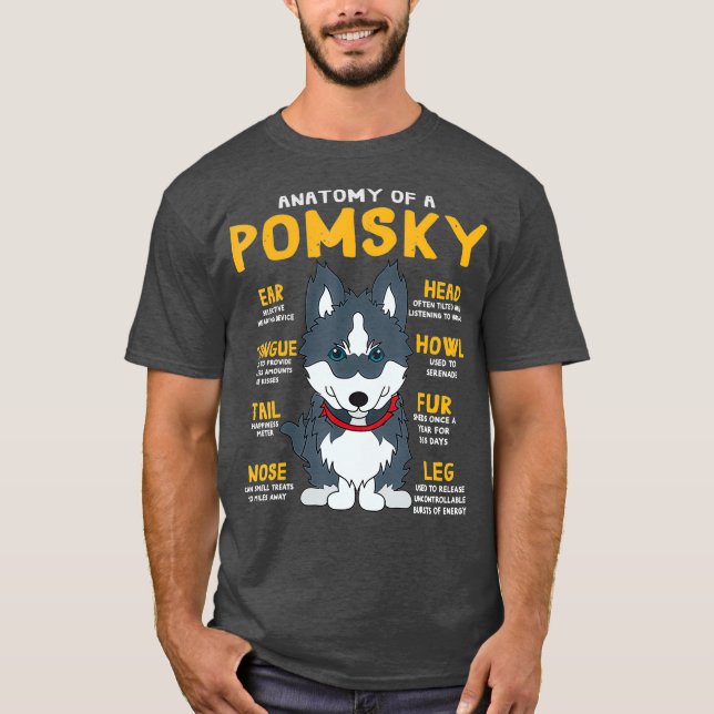 T-shirt Pomsky Anatomy Funny Chien Maman Papa Cadeau (Devant)