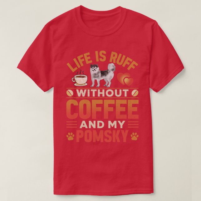 T-shirt Pomsky Chien Et Café (Design devant)