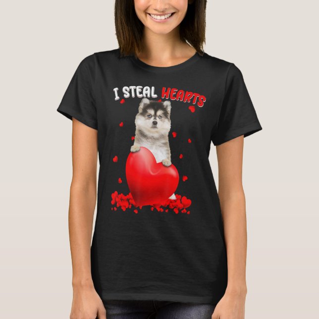 T-shirt Pomsky Chien I Voler Coeurs mignons Saint Valentin (Devant)