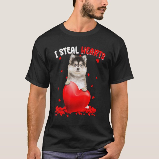 T-shirt Pomsky Dog I Steal Hearts Cute Valentine Day Women (Devant)