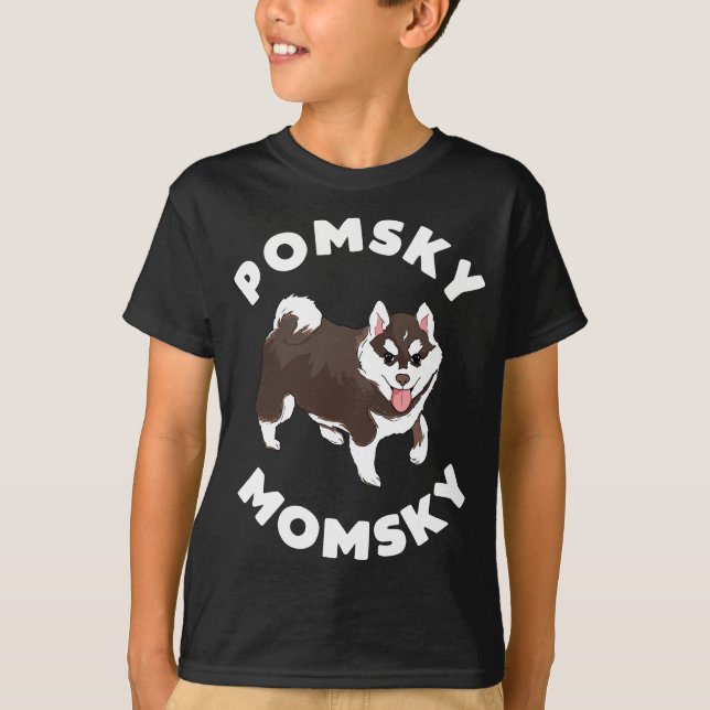 T-shirt Pomsky Momsky pour chien animal de compagnie maman (Devant)