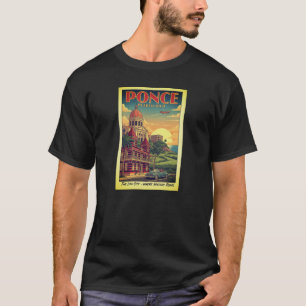 T-shirt Ponce, Porto Rico - affiche de voyage vintage