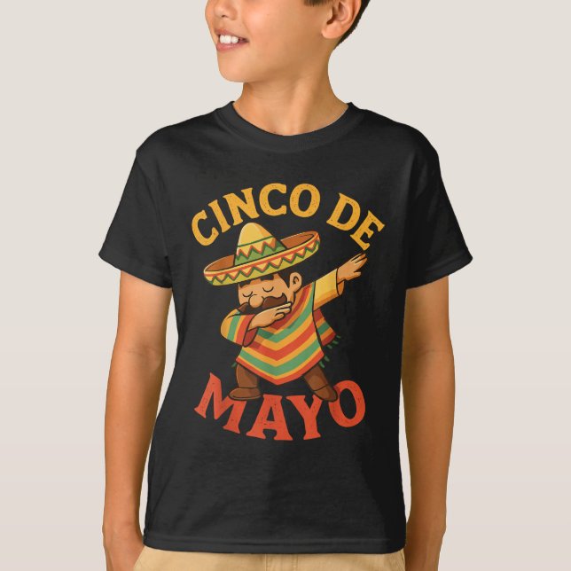 T-shirt Poncho Mexicain Dabbing Cinco De Mayo  (Devant)