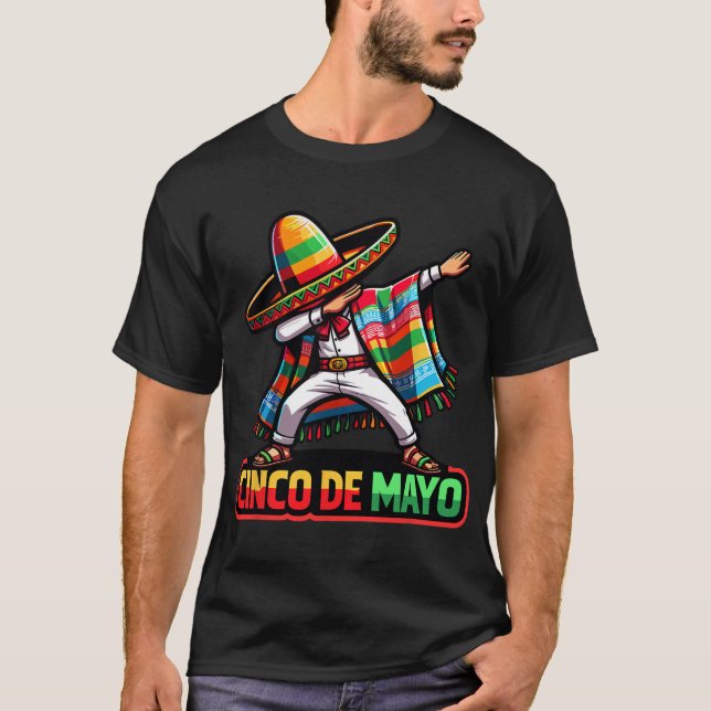 T-shirt Poncho Mexicain Dabbing Cinco De Mayo Fête 2  (Devant)