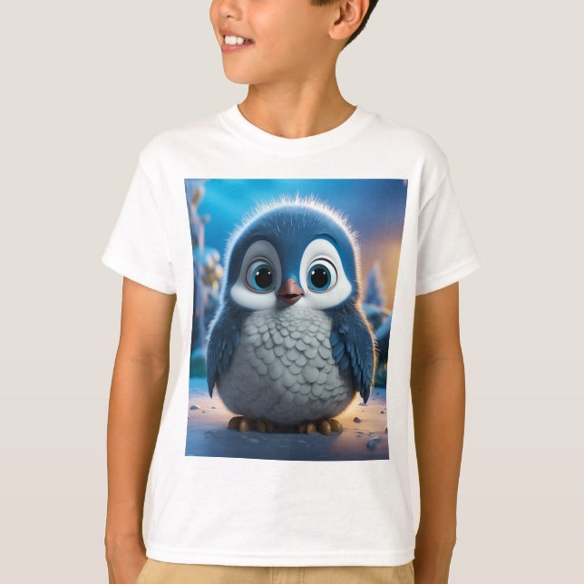 T-shirt Poncho - Un pingouin doux pour bébé (Devant)