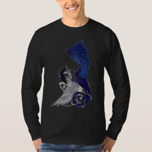 T-shirt Poney blanc bleu de cheval de Pegacorn de dragon