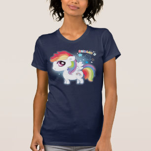 T-shirt Poney mignon d'arc-en-ciel de kawaii
