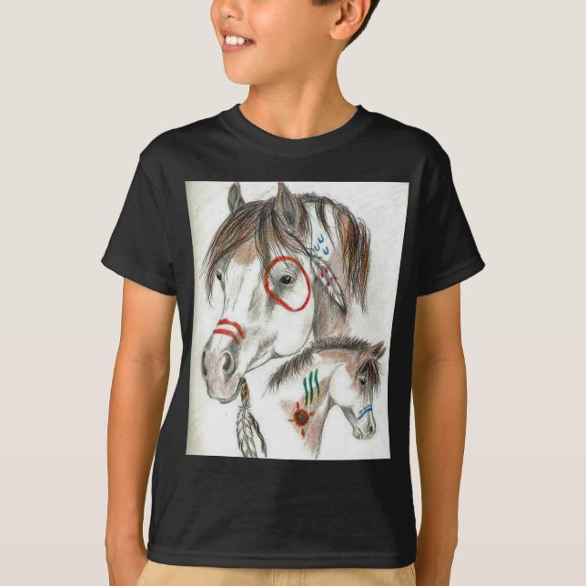 T-shirt Poneys de guerrier d'esprit (Devant)