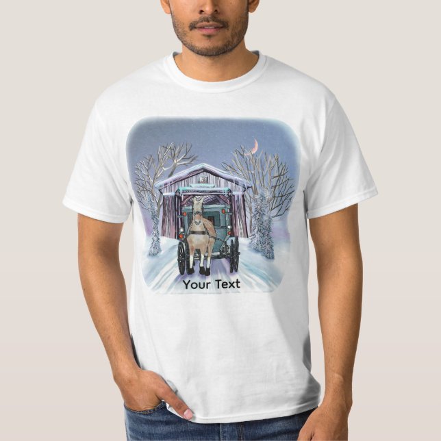 T-shirt Pont couvert d'hiver amish (Devant)