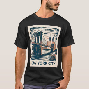 T-shirt Pont de Brooklyn de New York City Bold Retro Skyli