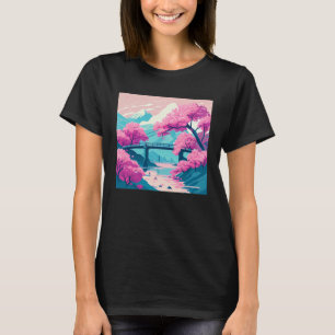 T-shirt Pont de la Fleur de Cerisier Scenic Rivière
