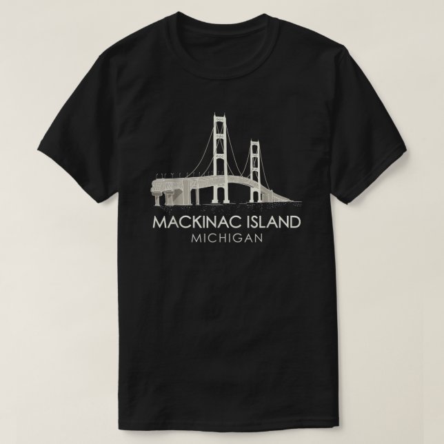 T-shirt Pont de l'île Mackinac Michigan Grands Lacs Huron  (Design devant)