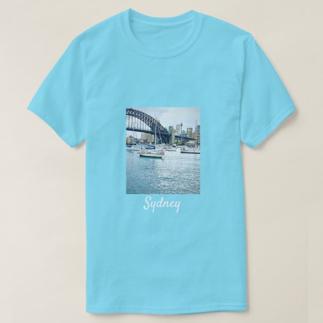 T-shirt Pont du port de Sydney avec yachts (Design devant)