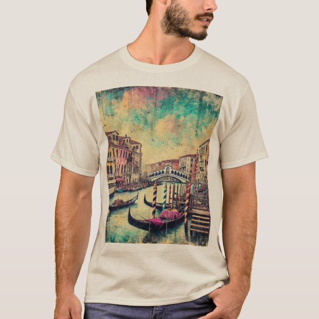 T-shirt Pont du Rialto de Venise et Gondolas (Devant)