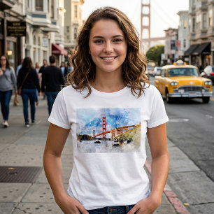 T-shirt Pont Golden Gate aquarelle à San Francisco