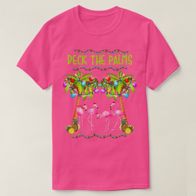 T-shirt Pont the Palms Merry Flamingo Christmas tee funny (Design devant)