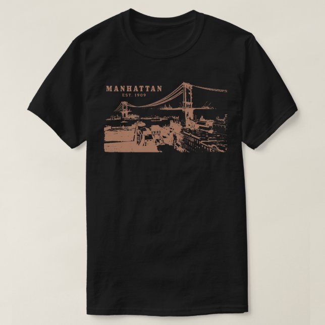 T-shirt Pont vintage de Manhattan (Design devant)