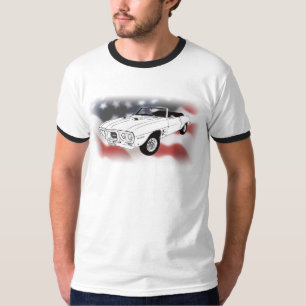 T-shirt Pontiac Firebird 1969 au-dessus de drapeau des