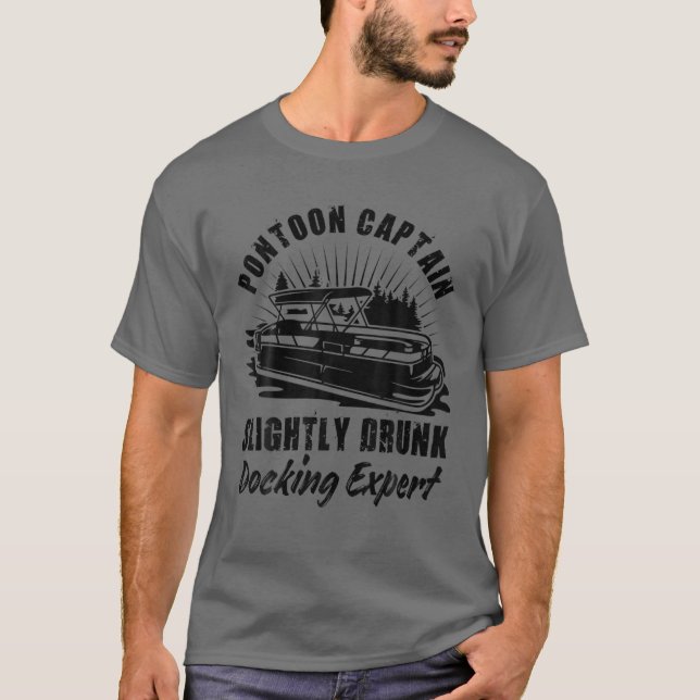 T-shirt Ponton Capitaine Légèrement Drunk Dock Expert Funn (Devant)