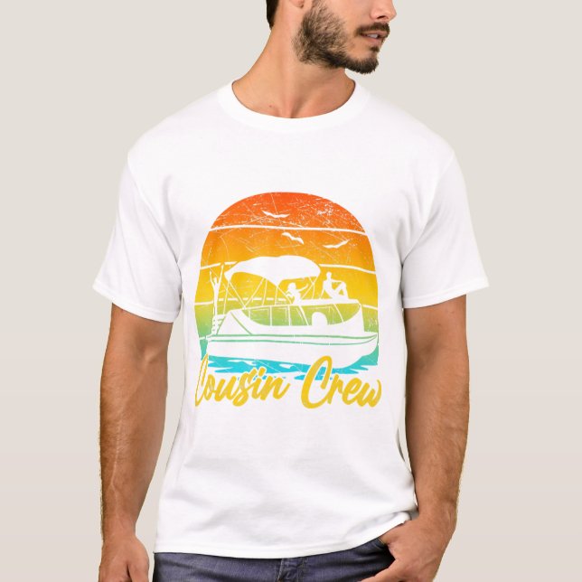 T-shirt Ponton de l'équipage Cousin Bateau Été Rétro Lac S (Devant)