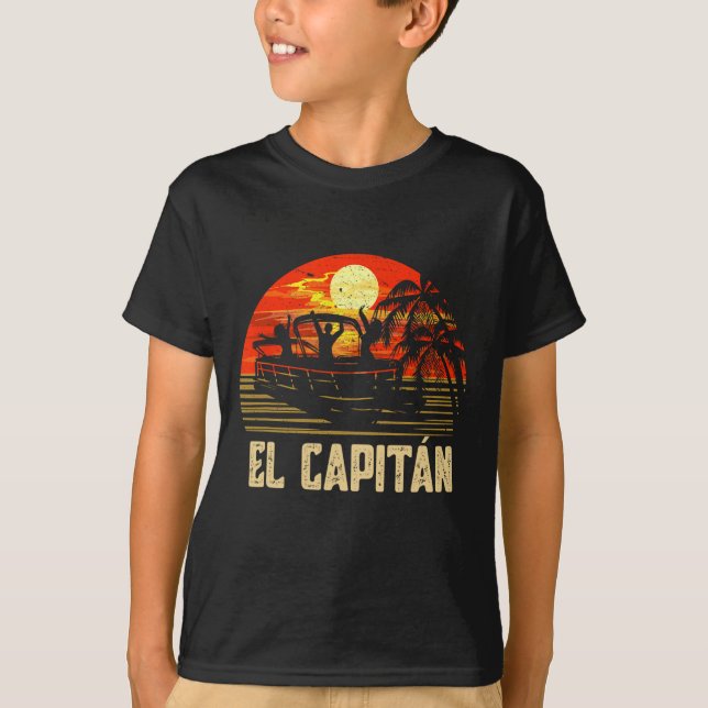 T-shirt Pontoon Boat Captain Lake Boating El Capitan  (Devant)