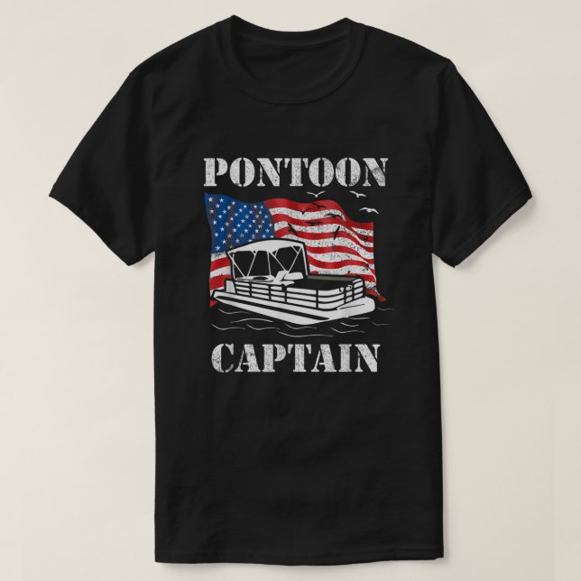 T-shirt Pontoon Capitaine américain Drapeau Pontoon Bateau (Design devant)