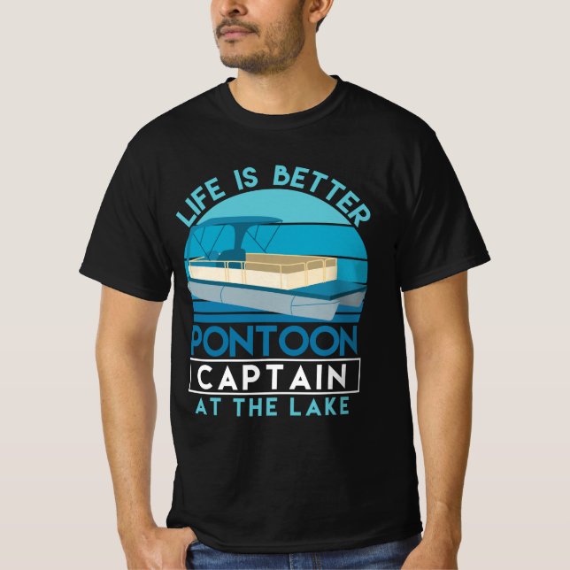 T-shirt Pontoon Capitaine Life Mieux Au Lac (Devant)