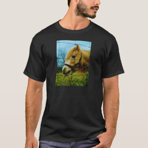 T-shirt Pony miniature blond / Cheval Ciel bleu