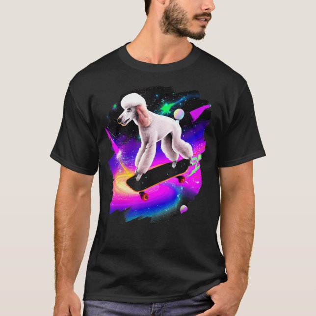 T-shirt Poodboard dans l'espace extra-atmosphérique Retro  (Devant)