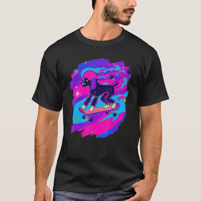 T-shirt Poodboard dans l'espace extra-atmosphérique Retro  (Devant)