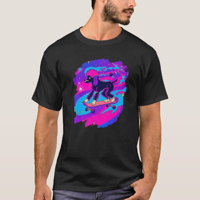 T-shirt Poodboard dans l'espace extra-atmosphérique Retro  (Devant)