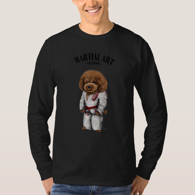 T-shirt Poodé Chien Judo Karate Master En Judogi Blanc 1 (Devant)