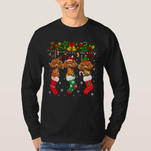 T-shirt Poodé Dans Le Sock Xmas Reindeer Père Noël Elf Chi