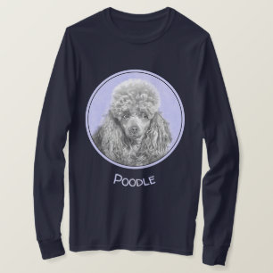 T-shirt Poodé Jouet miniature Argent gris bleu Chien Art