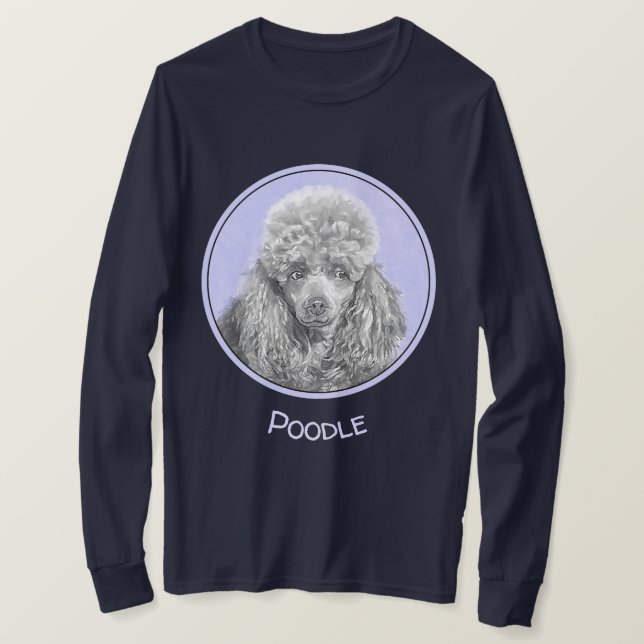 T-shirt Poodé Jouet miniature Argent gris bleu Chien Art (Design devant)
