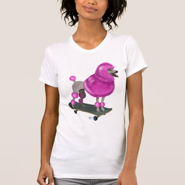 T-shirt Poodé rose et planche à roulettes (Devant)