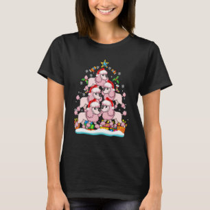 T-shirt Poodle Arbre de Noël Ornement Santa Hat Chien Noël