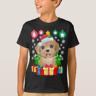 T-shirt Poodle Arbre de Noël Ornements Xmas mignon chien a
