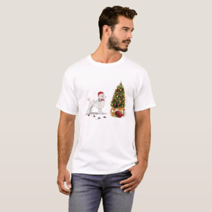T-shirt Poodle blanc Funny Chien de Noël avec arbre