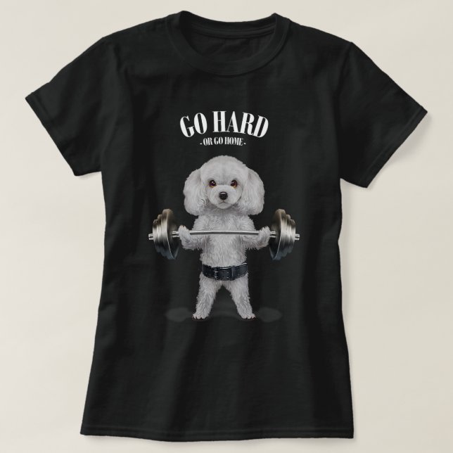 T-shirt Poodle blanc Pog haltérophilie dans Fitness Gym (Design devant)
