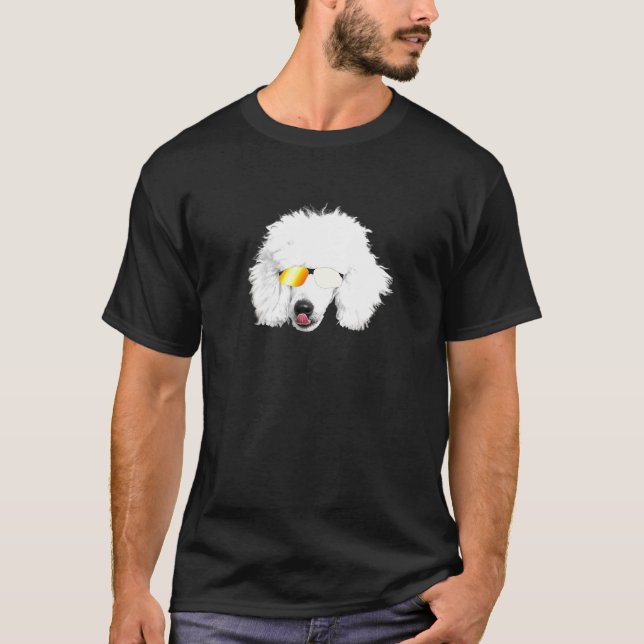 T-shirt Poodle blanc Poodle Chien Maman Papa Tee (Devant)