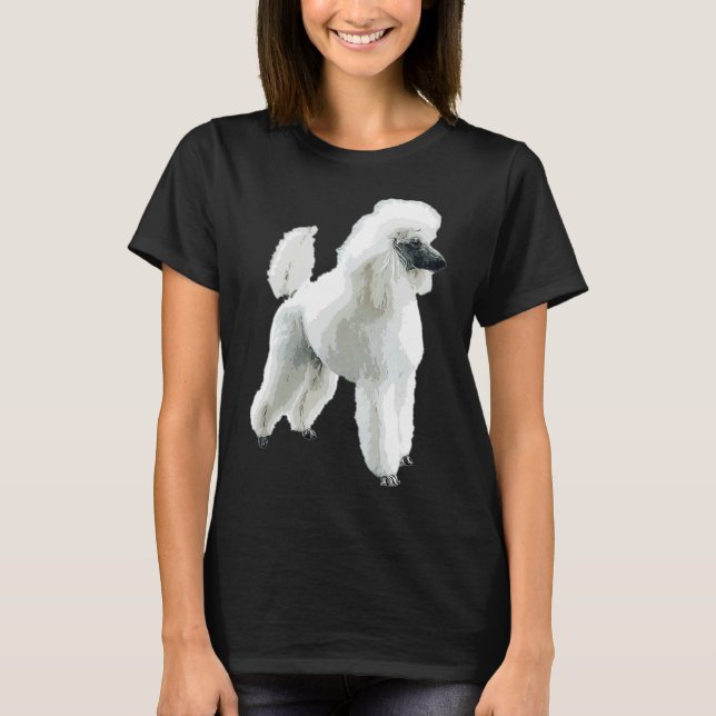 T-shirt Poodle blanc Superbe chien (Devant)