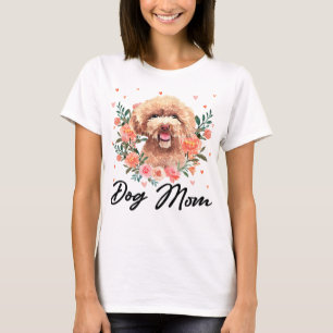 T-shirt Poodle Chien Femme mignonne Poodle Maman Fleur Amo