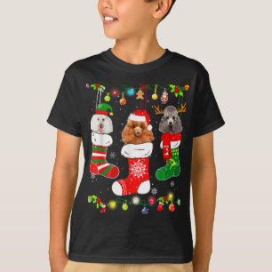 T-shirt Poodle Chien feux de Noël Chien Chien Chien Chien 