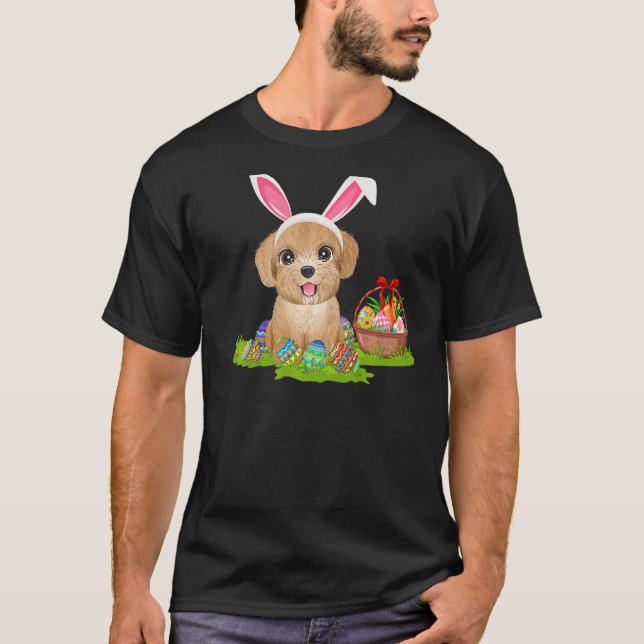 T-shirt Poodle Chien Oeufs de Pâques Chasse Bunny Poodle P (Devant)