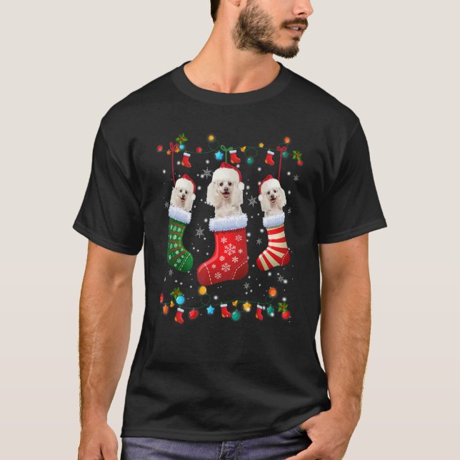 T-shirt Poodle Christmas Socks   Xmas Pajama Dog   (Devant)