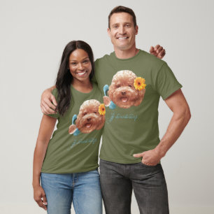 T-shirt Poodle de jouet avec Fleur et Illustration télépho