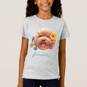 T-Shirt Poodle de jouet avec Fleur et Illustration télépho